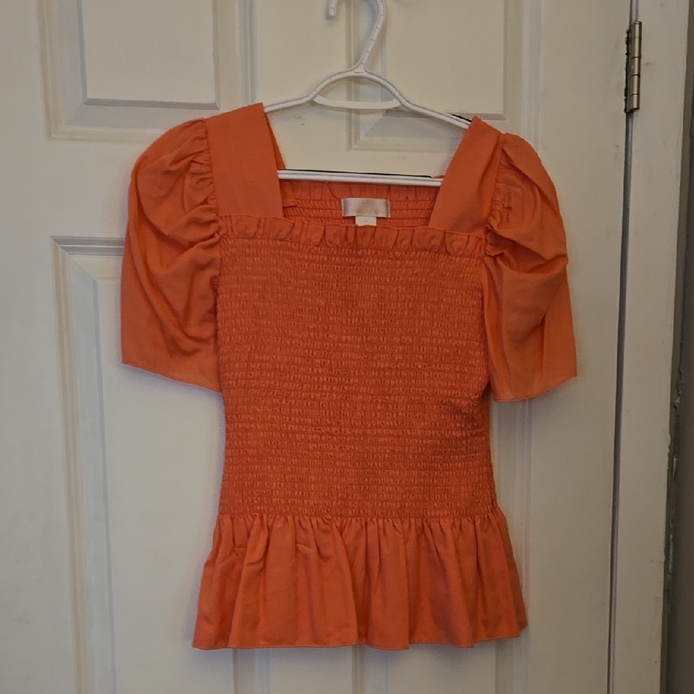 Rqchel Parcell Salmon Pink Smocked Women's Top